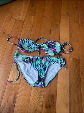 Colorful Tie-Dye Bikini Set M bottoms L top